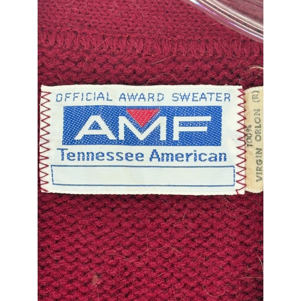 Vintage Letterman Cardigan Sweater Red Wool Chenille "S" Patch Varsity S - Picture 5 of 10